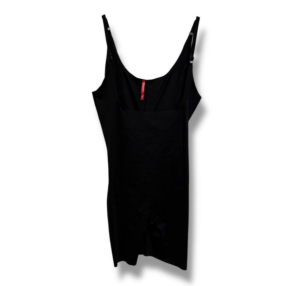 SPANX Thinstincts‎ Open Bust Mid Thigh Bodysuit Black Shapewear Tummy Control 1X